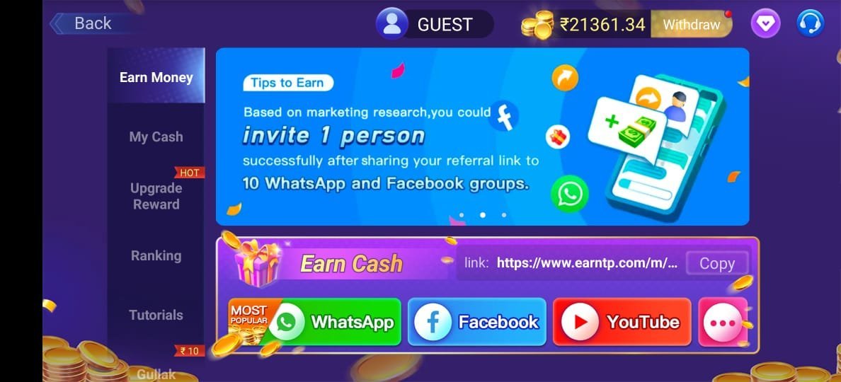 How To Refer And Earn Commission In Teen Patti Gold Real Cash Application?