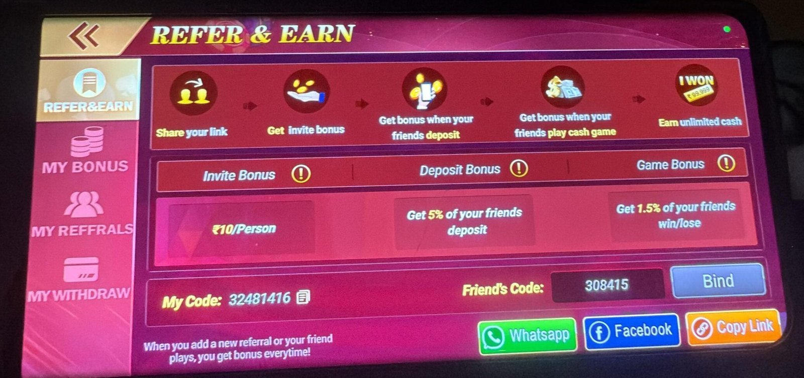 Teen Patti Refer And Earn